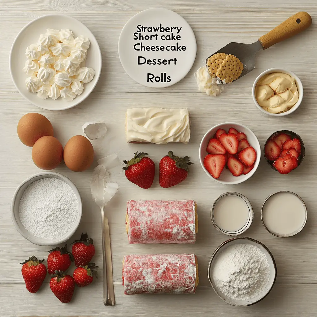 Strawberry Shortcake Cheesecake Dessert Sushi Rolls ingredients 