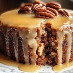 Pecan Praline Cake with Butter Sauce: