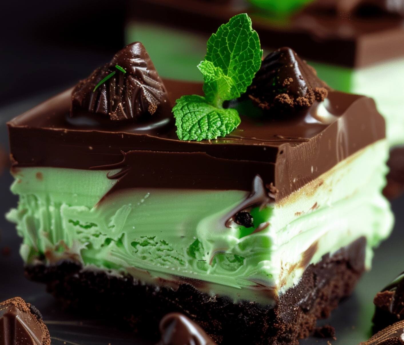 Chocolate Mint Cheesecake Bars