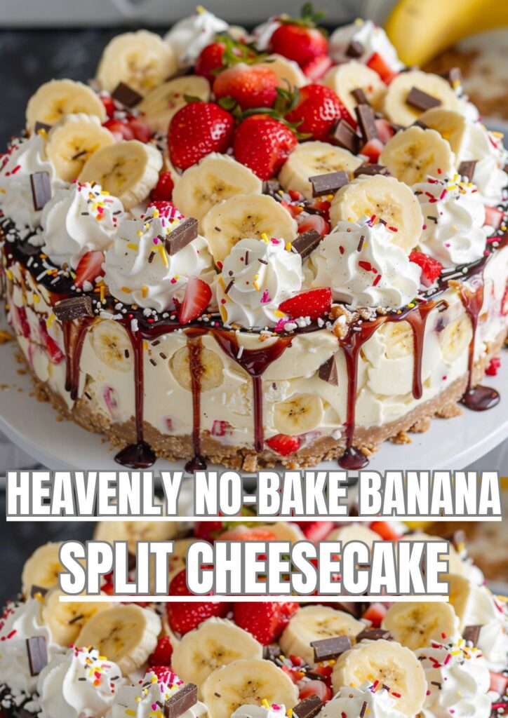 Heavenly No-Bake Banana Split Cheesecake