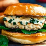 White Cheddar Spinach Chicken Burgers