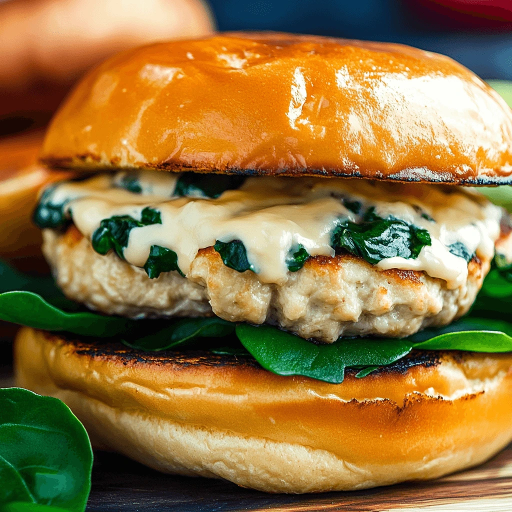 White Cheddar Spinach Chicken Burgers