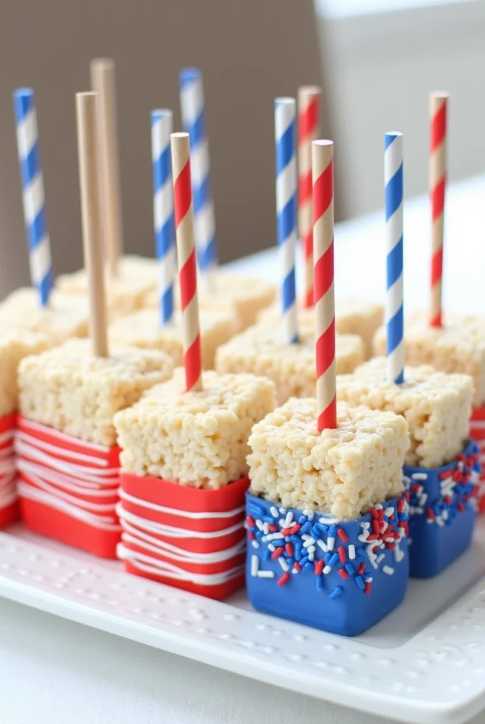 American Flag Rice Krispie Treat Pops