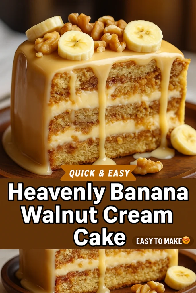 Heavenly Banana Walnut Cream Cake