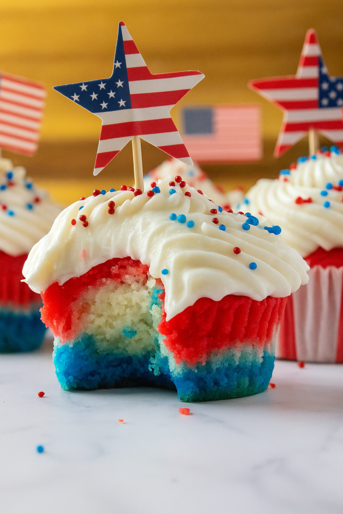 Red White and Blue Patriotic Cupcakes