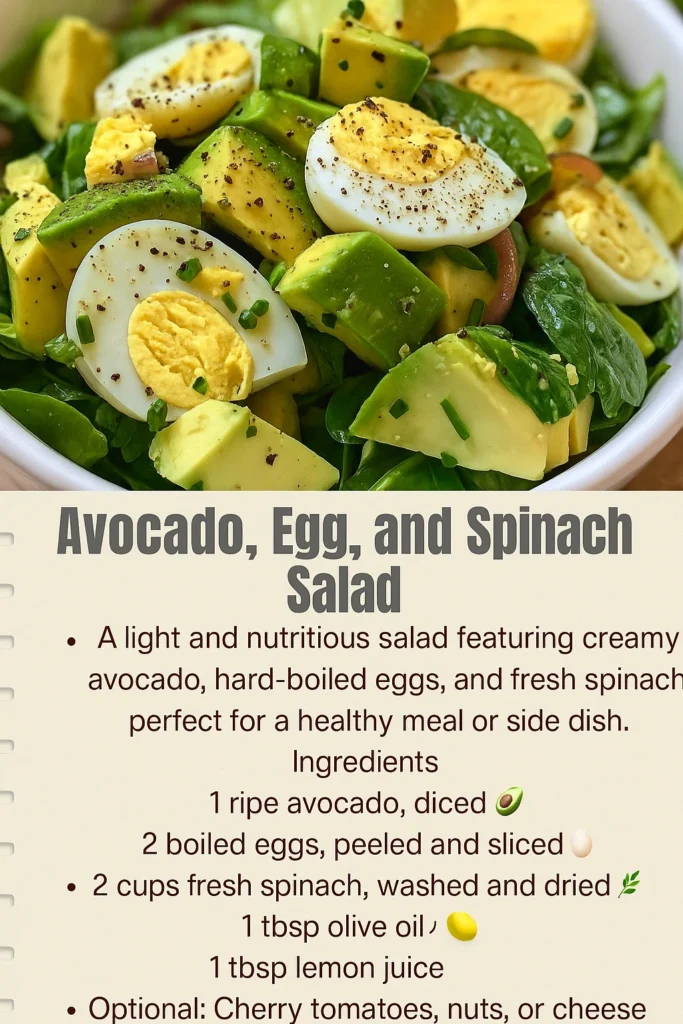 avocado egg and spinach salad