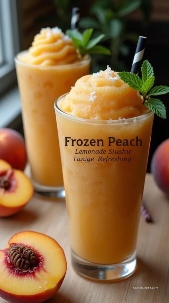 frozen peach lemonade slushie
