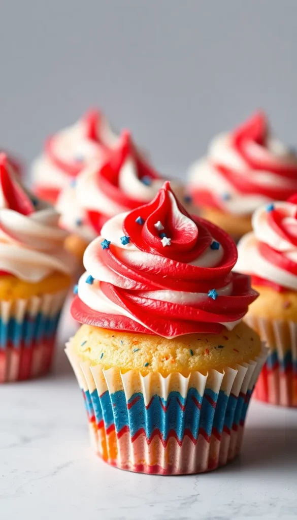 Red White and Blue Patriotic Cupcakes