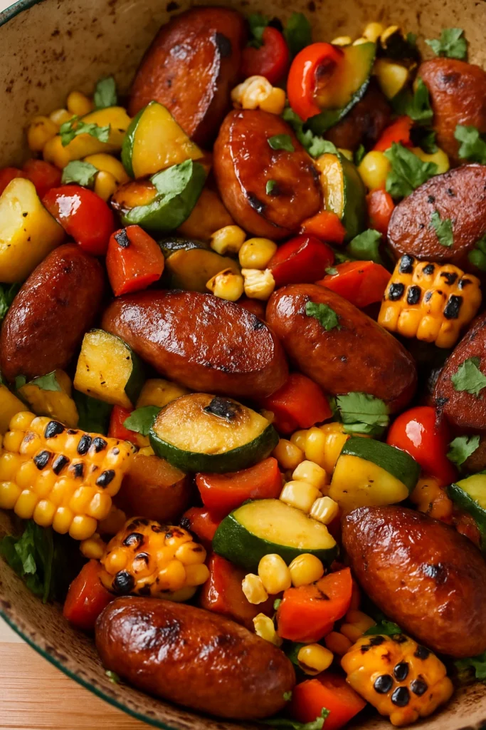 Summer Sausage Skillet with Andouille Sausage
