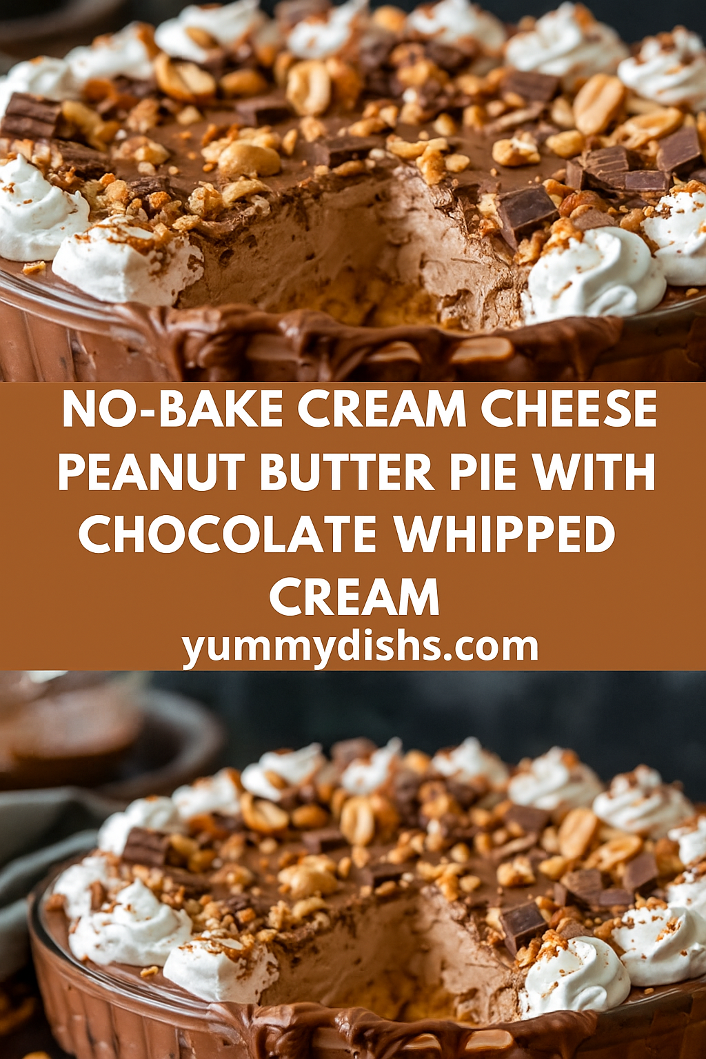 No-Bake-Cream-Cheese-Peanut Butter-Pie-with-Chocolate-Whipped-Cream