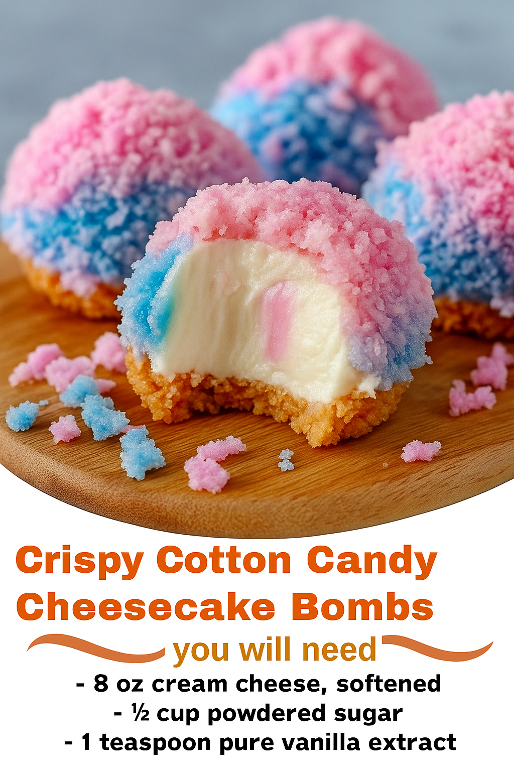 Crispy Cotton Candy Cheesecake Bombs Recipe