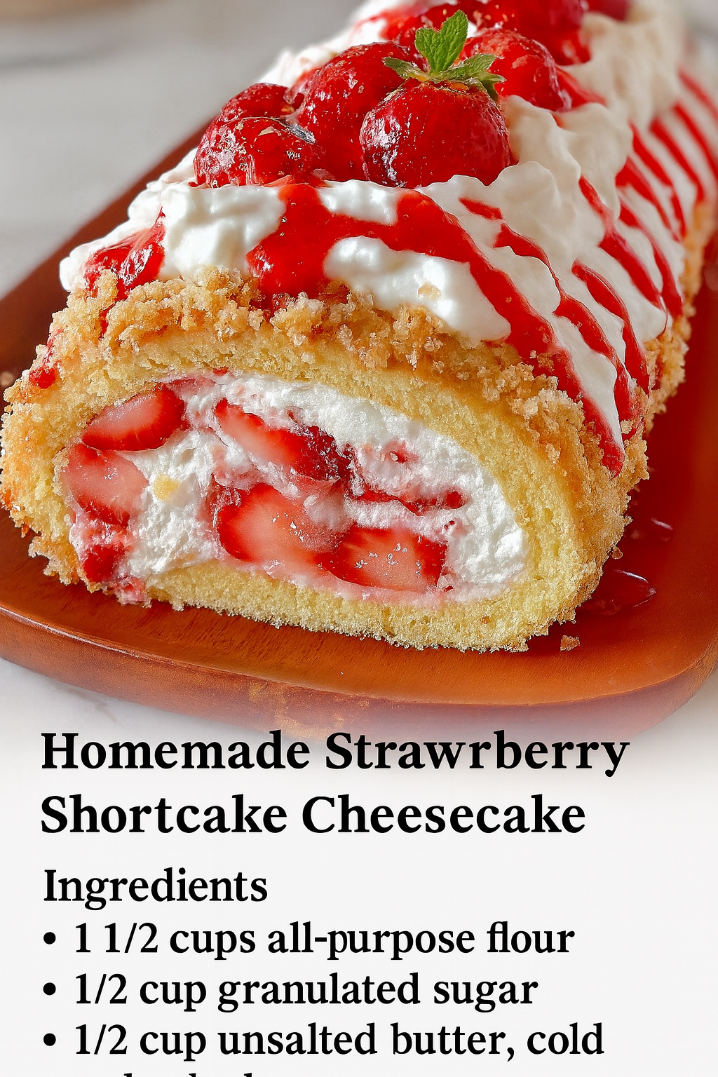 Homemade Strawberry Shortcake Cheesecake
