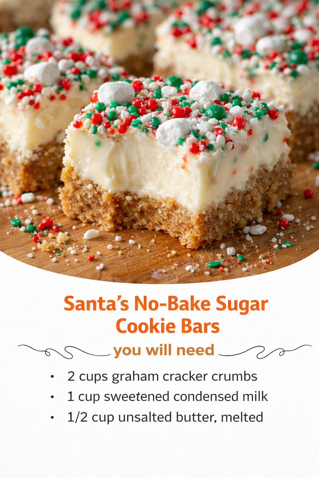 Santa’s No-Bake Sugar Cookie Bars