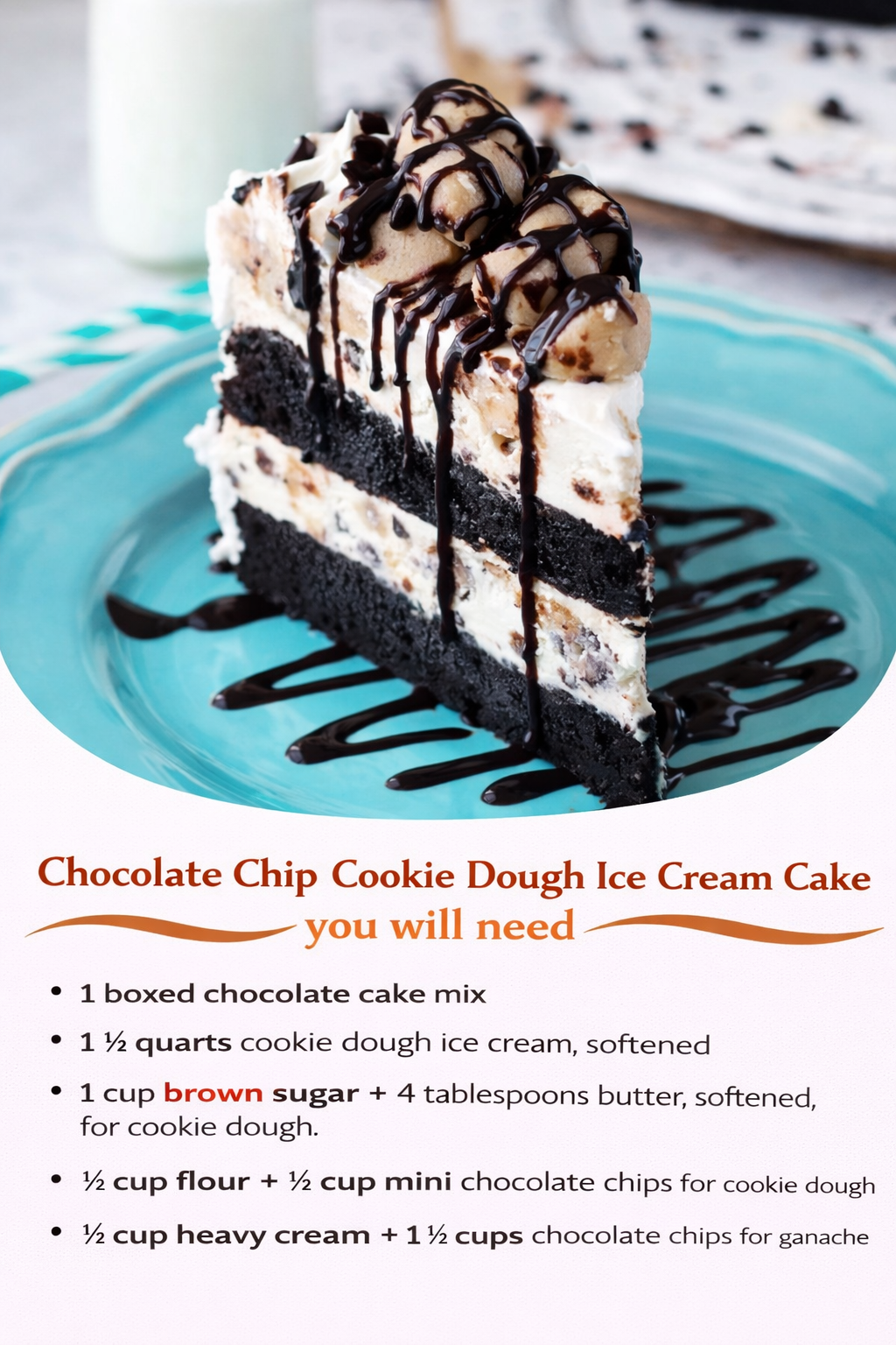 Chocolate Chip Cookie Dough Ice Cream Cake