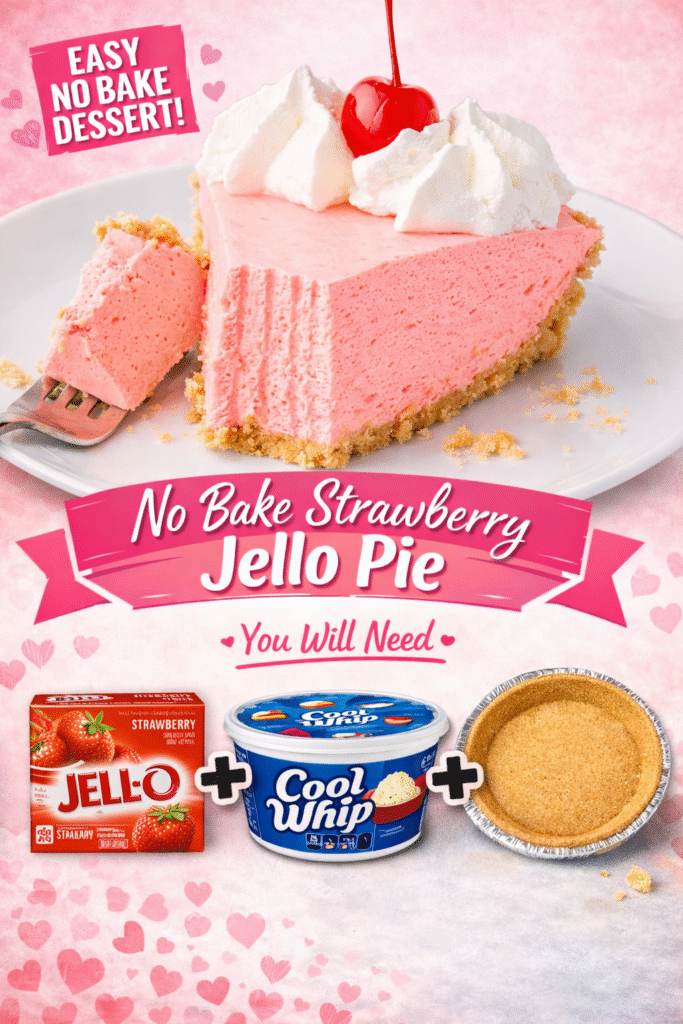 No Bake Strawberry Jello Pie.